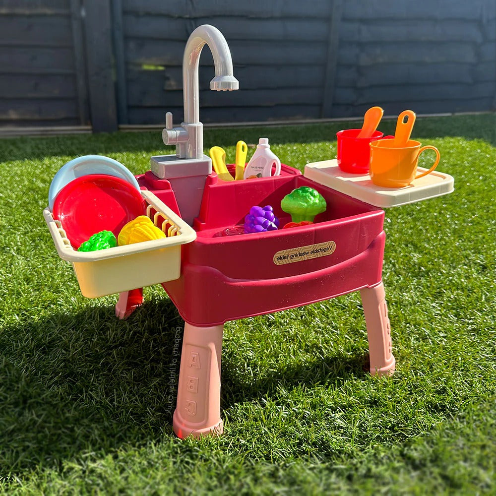 Kids Play Sink Toy | Water Station with 19 Accessories, Indoor & Outdoor