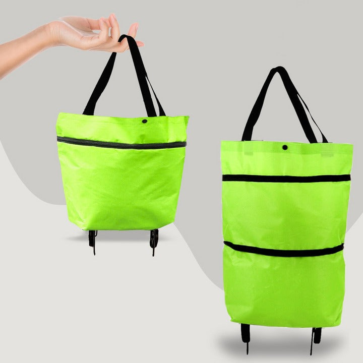 Foldable Shopping Bag with Wheels | 2-in-1 Rolling Grocery Cart