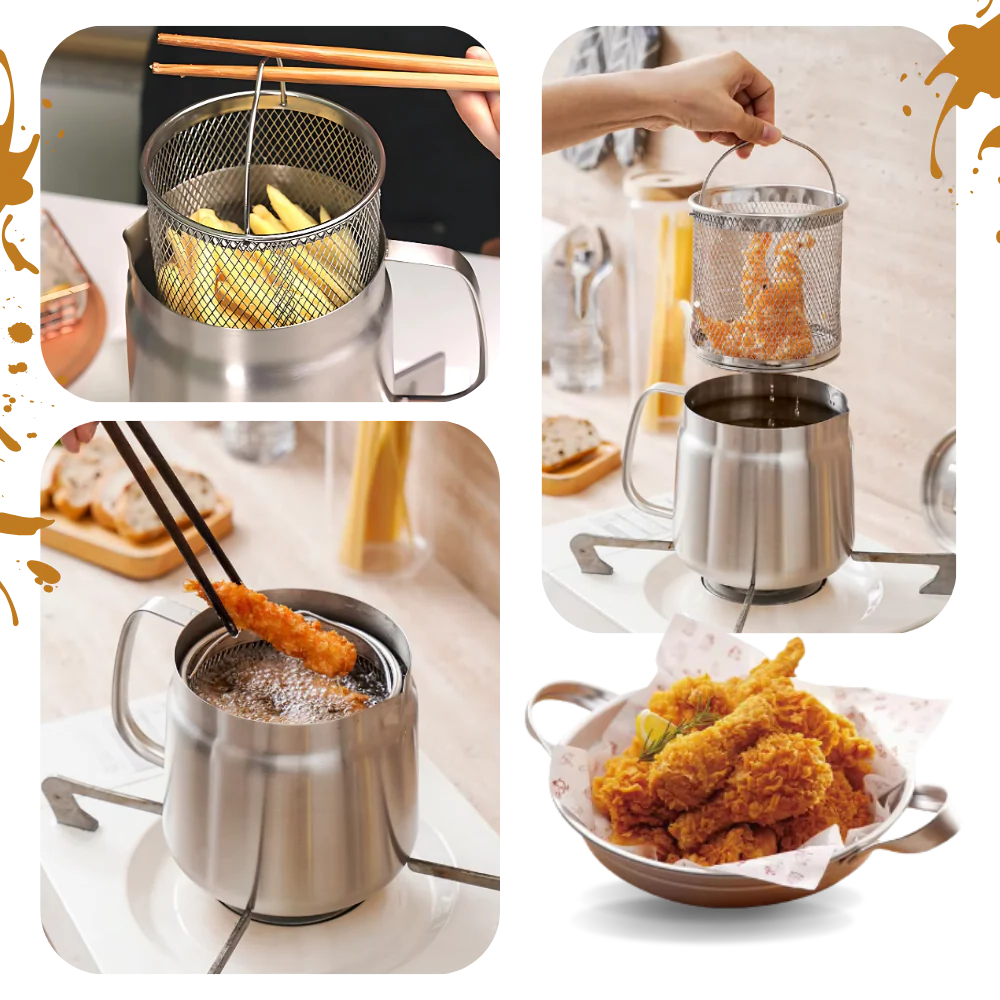 2-in-1 Deep Frying Pot | Stainless Steel Fryer with Strainer Basket