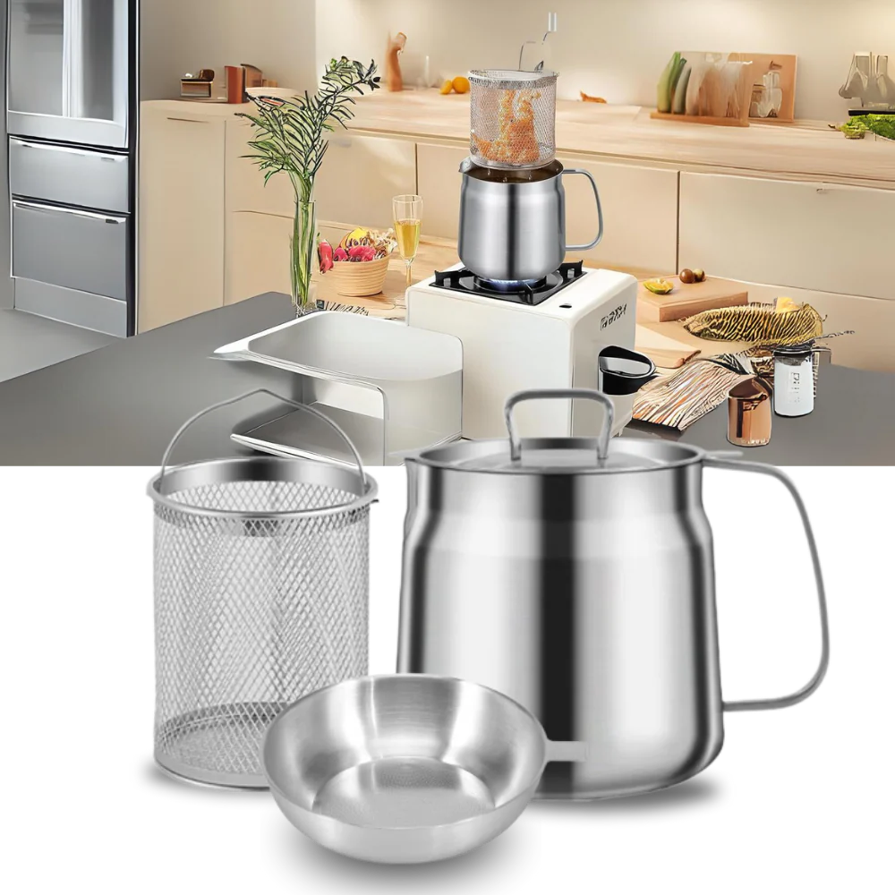 2-in-1 Deep Frying Pot | Stainless Steel Fryer with Strainer Basket