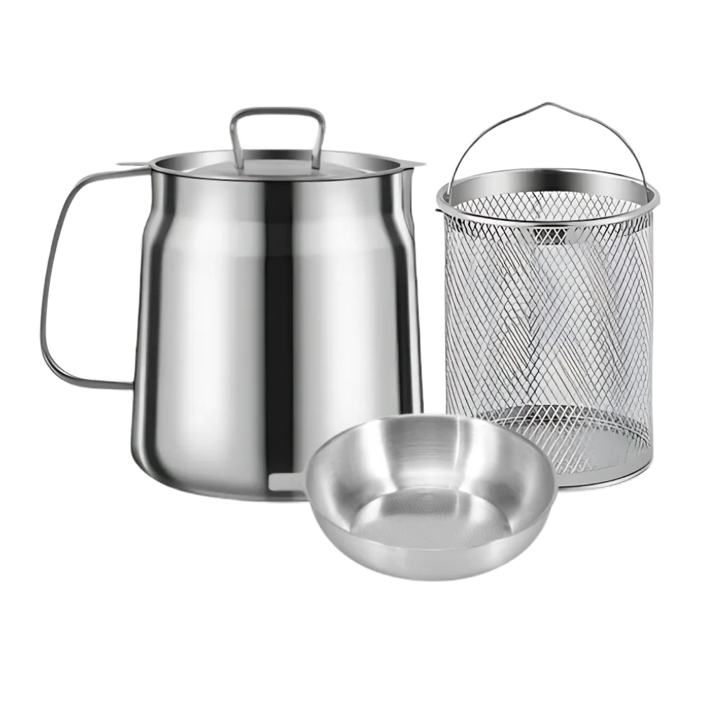2-in-1 Deep Frying Pot | Stainless Steel Fryer with Strainer Basket