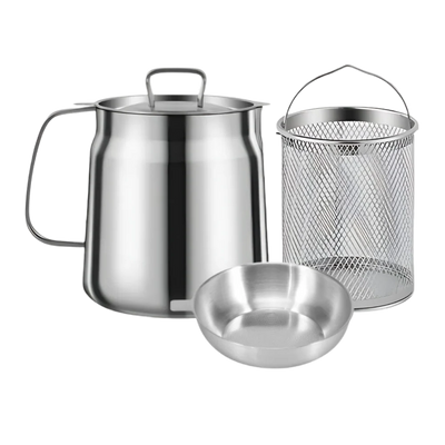 2-in-1 Deep Frying Pot | Stainless Steel Fryer with Strainer Basket
