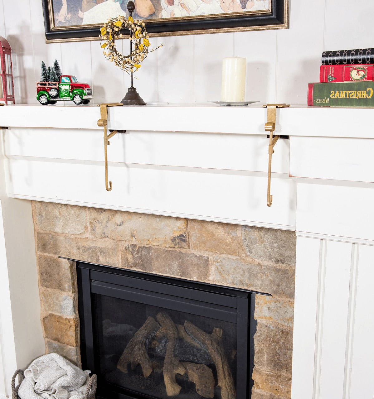 Christmas Stocking Holders for Mantle | Dual Hook Garland Hanger, 20 lbs