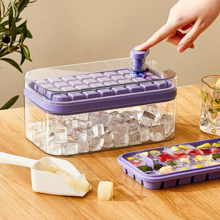 One-Click Ice Tray System | Easy Release Silicone Ice Cube Maker