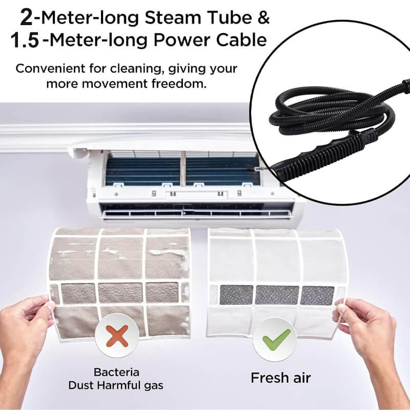 2500W High Pressure Steam Cleaner | 5 Brush Heads, 6-Speed Control