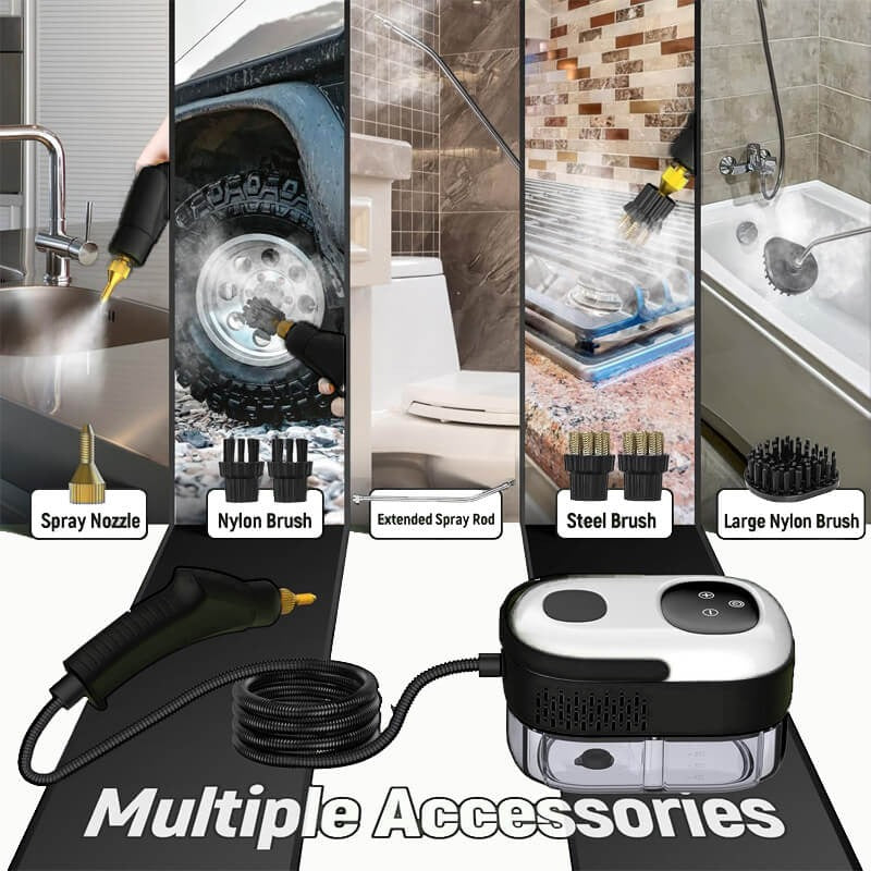 2500W High Pressure Steam Cleaner | 5 Brush Heads, 6-Speed Control