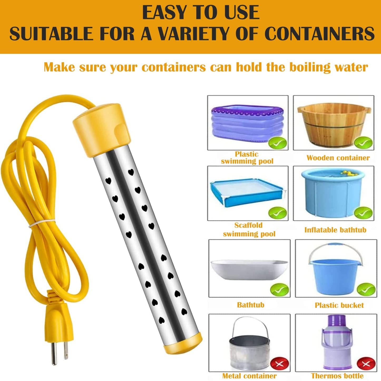 Immersion Water Heater | Portable Travel Bucket Heater