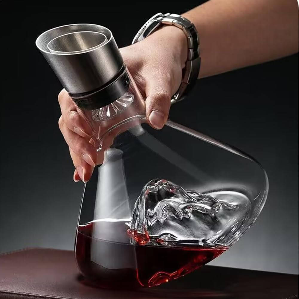 Crystal Glass Wine Decanter | Aerator Carafe for Red & White Wine