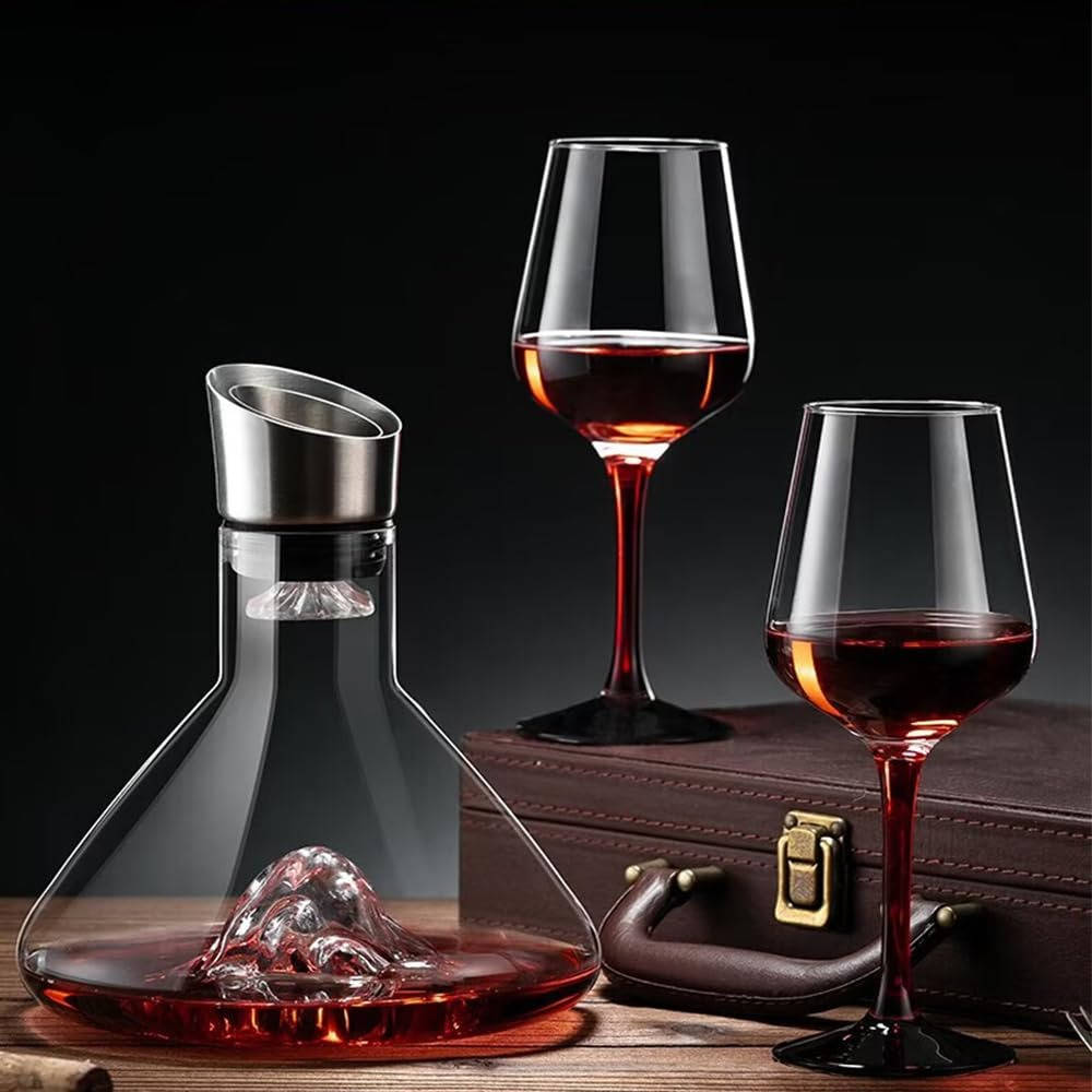 Crystal Glass Wine Decanter | Aerator Carafe for Red & White Wine