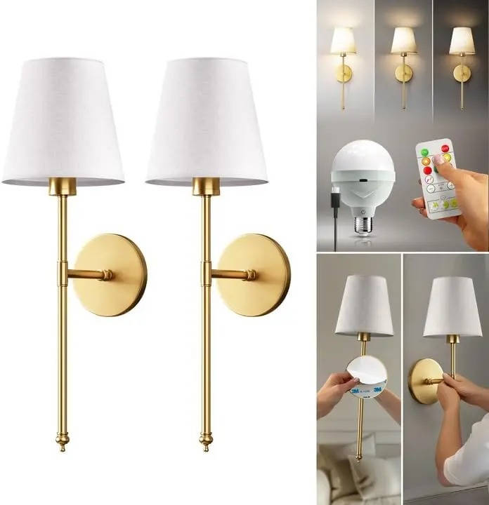 Battery Operated Wall Sconces | Wireless LED Wall Lights No Wiring