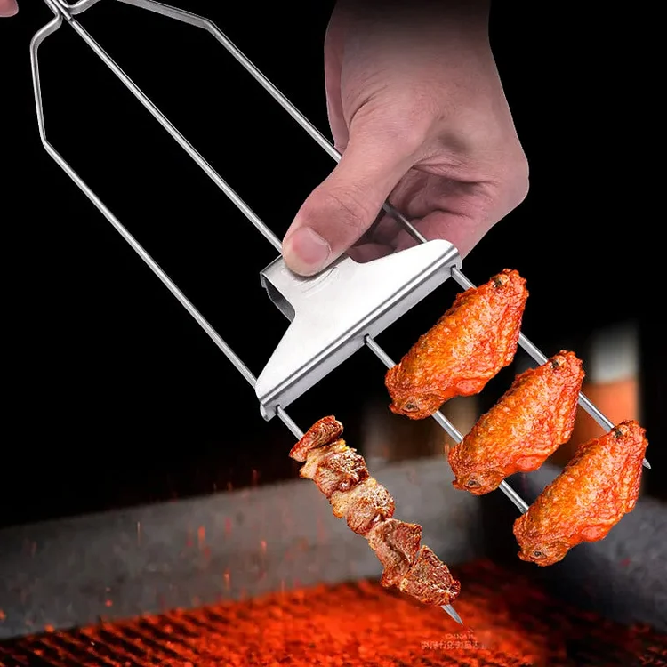 Three-Prong Grill Skewer Set | Heavy-Duty BBQ Fork for Campfire Cooking