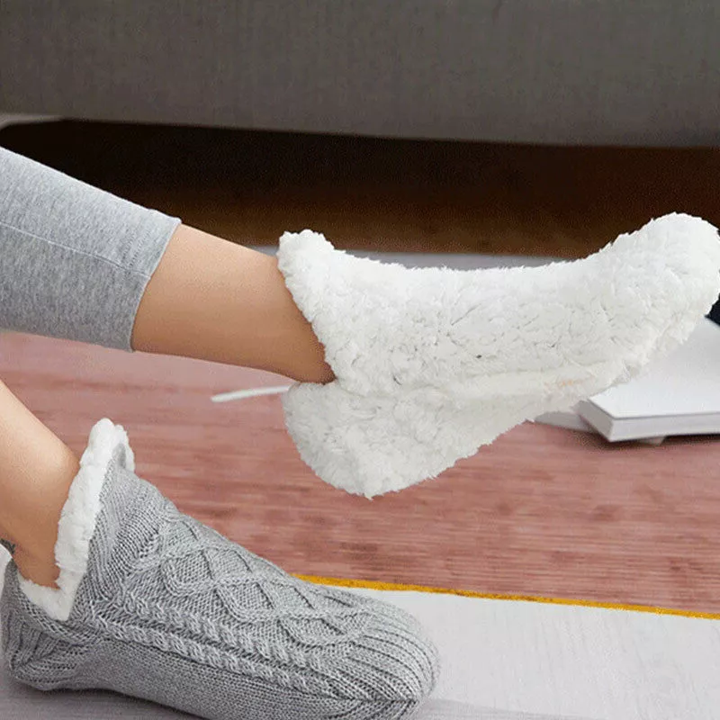 Thermal Grip Socks for Women | Non-Slip Warm Fleece Indoor Socks