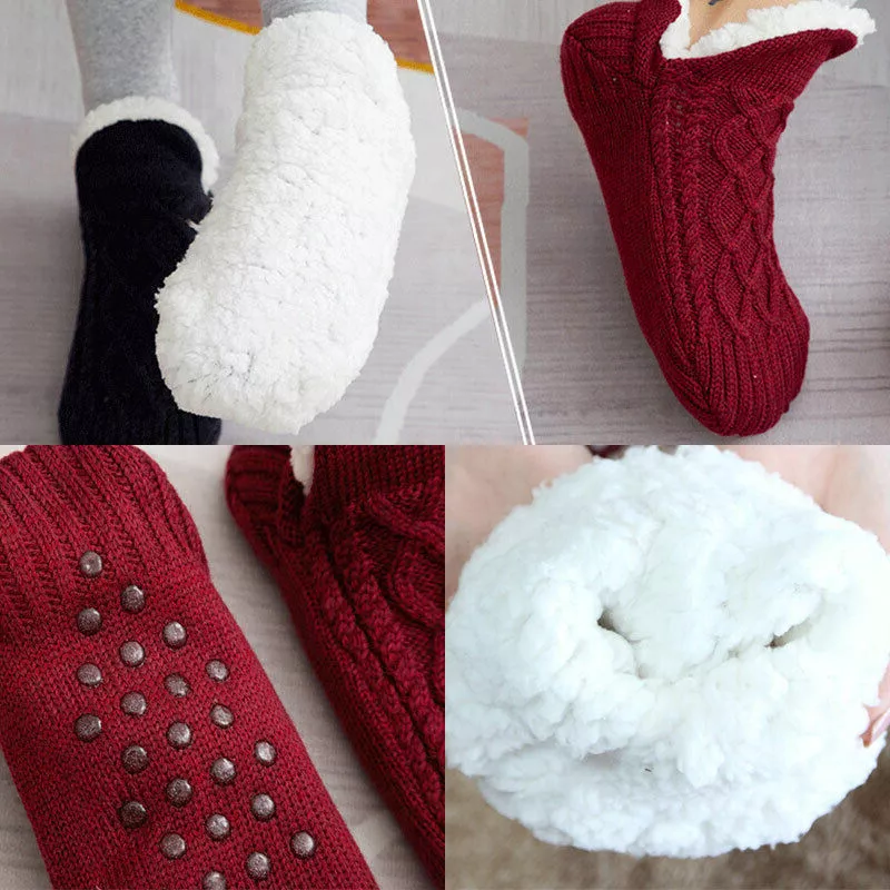 Thermal Grip Socks for Women | Non-Slip Warm Fleece Indoor Socks