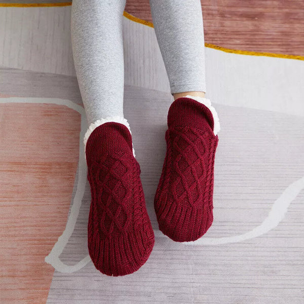 Thermal Grip Socks for Women | Non-Slip Warm Fleece Indoor Socks