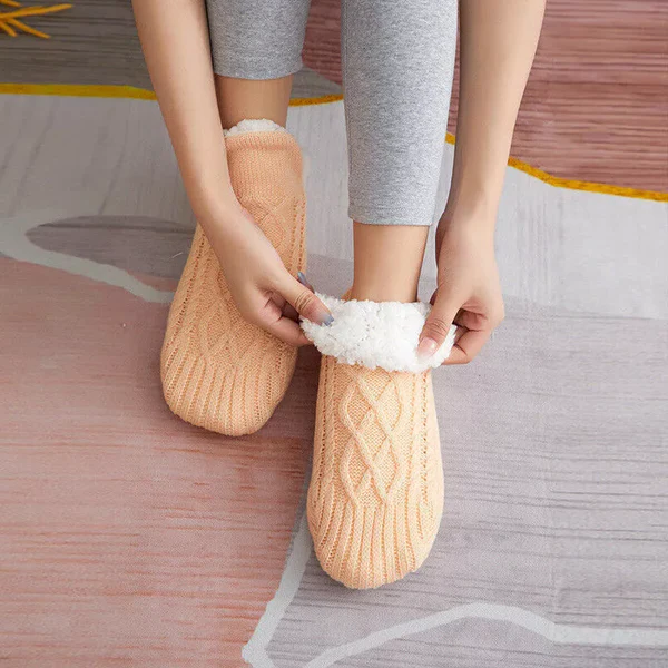 Thermal Grip Socks for Women | Non-Slip Warm Fleece Indoor Socks