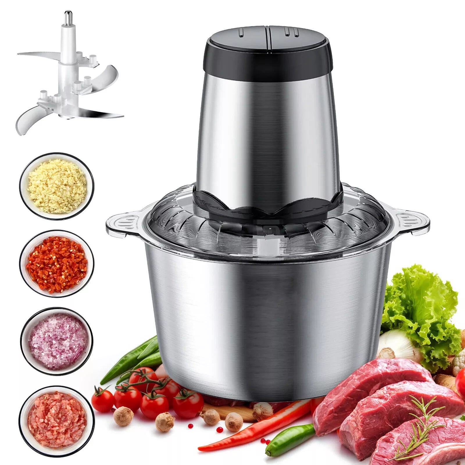 2L Food Chopper | Large Capacity Electric Vegetable Chopper & Blender