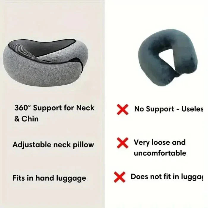 Memory Foam Travel Neck Pillow | U-Shape Curved Support for Flights