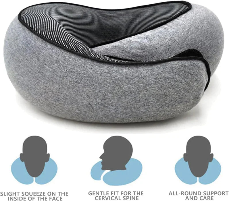 Memory Foam Travel Neck Pillow | U-Shape Curved Support for Flights