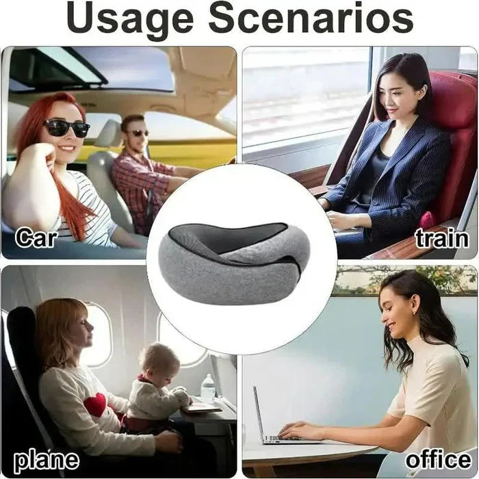 Memory Foam Travel Neck Pillow | U-Shape Curved Support for Flights